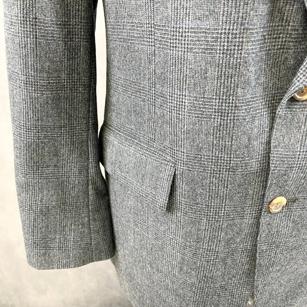 VTG Bill Blass Mens Blazer 42S Gray Glen Plaid Sport Coat Jacket Heritage Prep - Picture 3 of 12